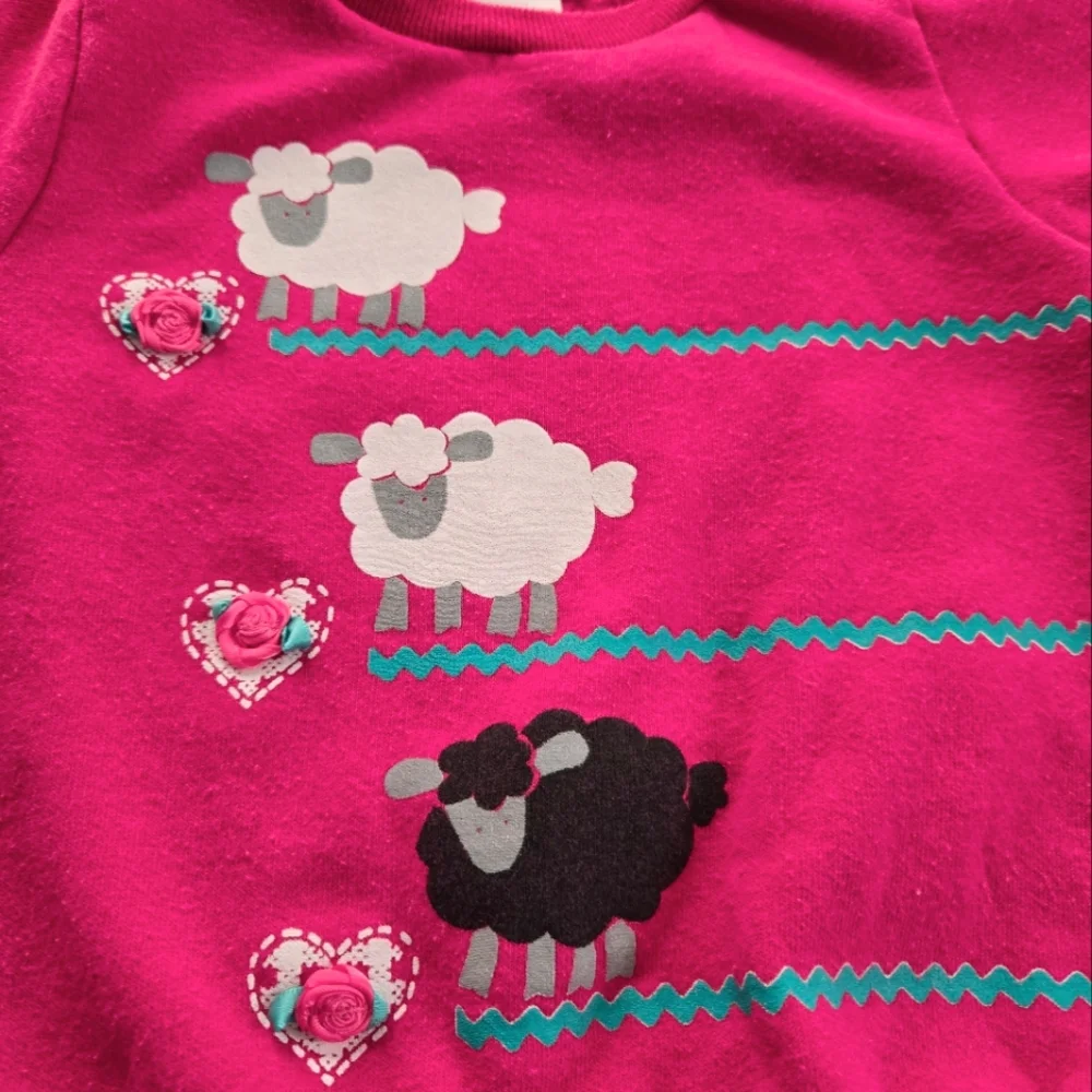 Vintage 1990s Buster Brown Fuschia Pink Sheep Sweatshirt